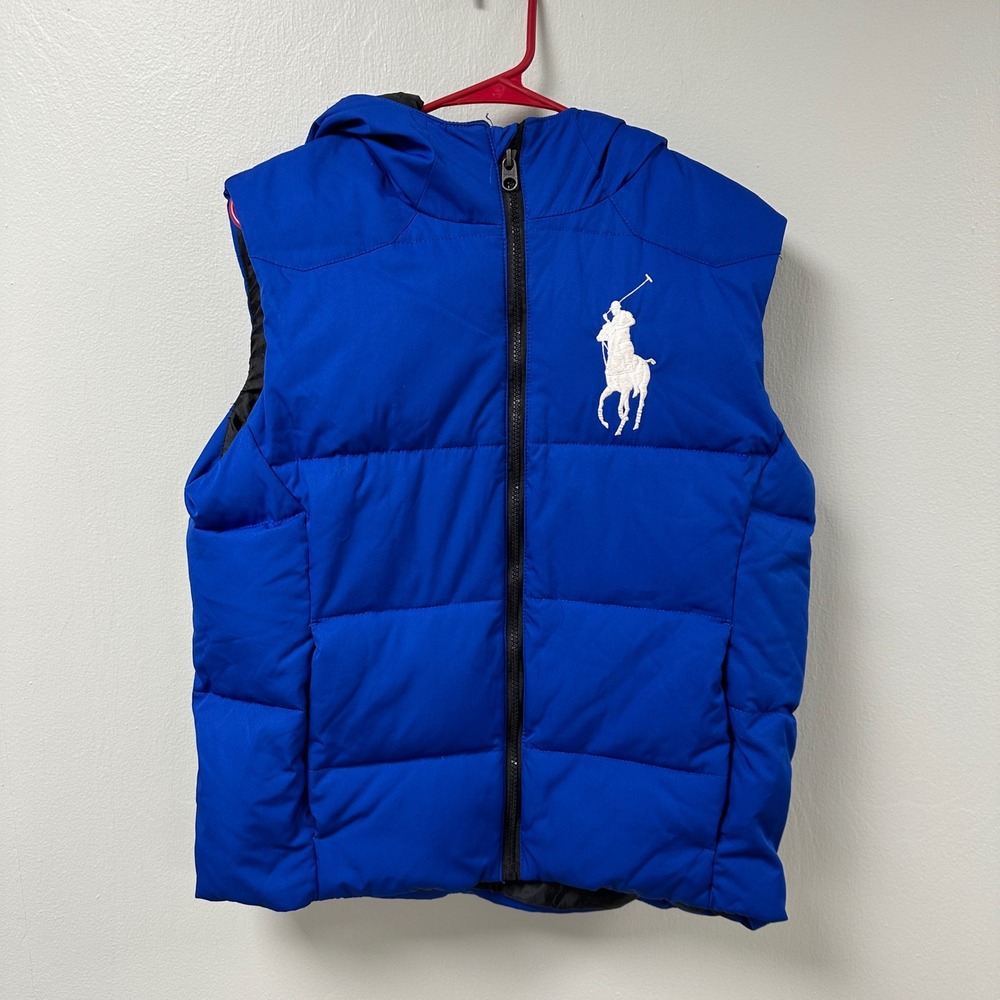 Polo Ralph Lauren Big Pony Puffer Vest Royal Blue Hooded Down Fill Mens XL